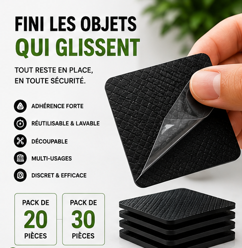 Fix’Tout™ – Pads Adhésifs Antidérapants & Réutilisables PACK de 20 à 199 dhs