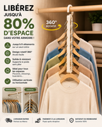 Cintre Gain de Place 360° – Organisez & Libérez Jusqu’à 80% d’Espace Pack de 5 à 179 dhs