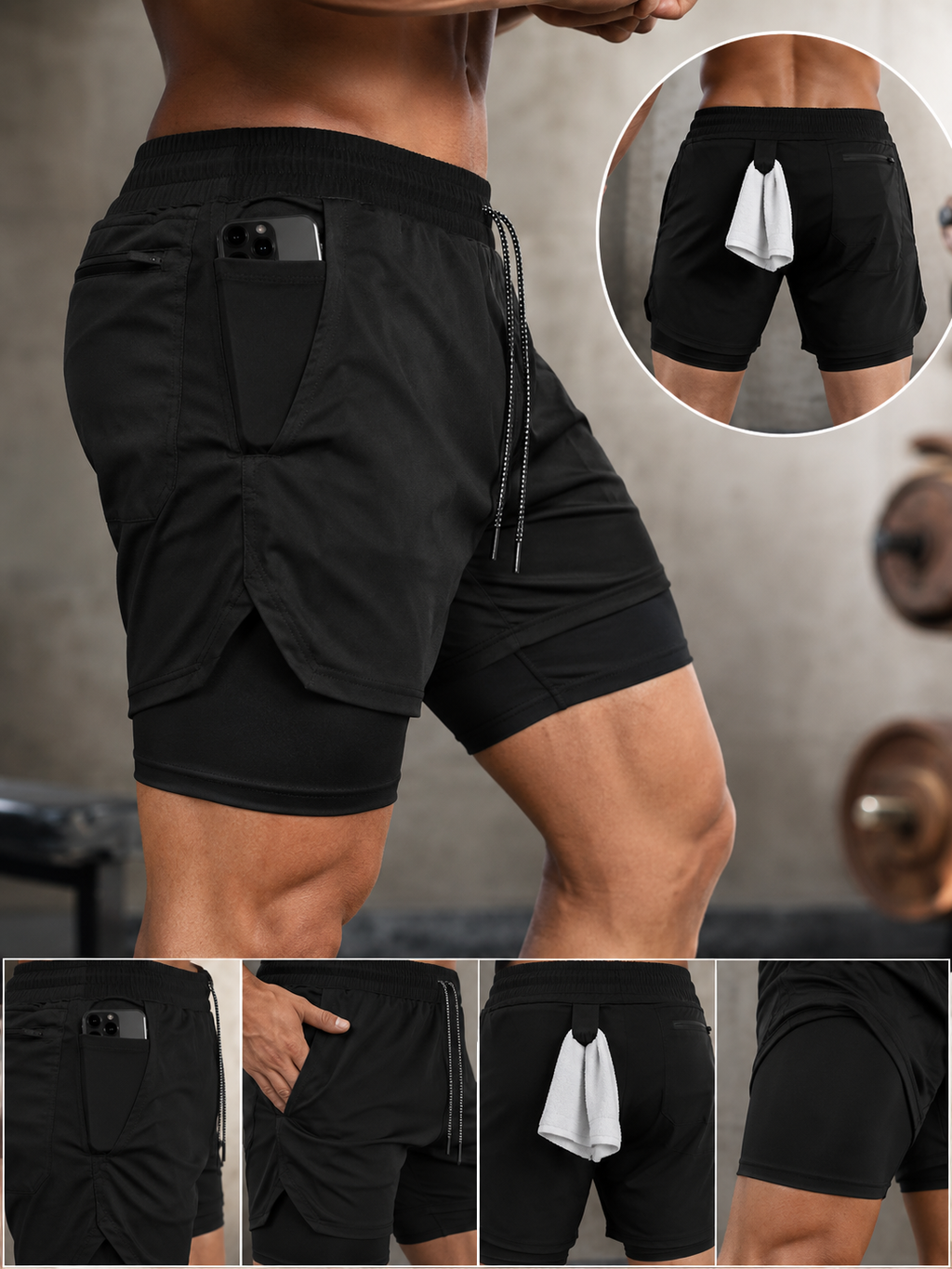 Short Sport 2-en-1 avec Compression Intégrée