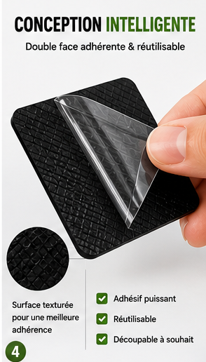 Fix’Tout™ – Pads Adhésifs Antidérapants & Réutilisables PACK de 20 à 199 dhs