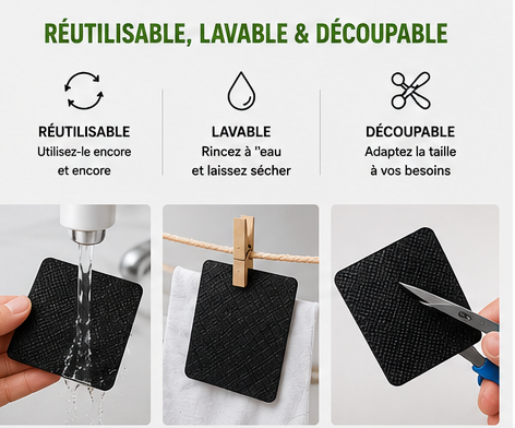 Fix’Tout™ – Pads Adhésifs Antidérapants & Réutilisables PACK de 20 à 199 dhs