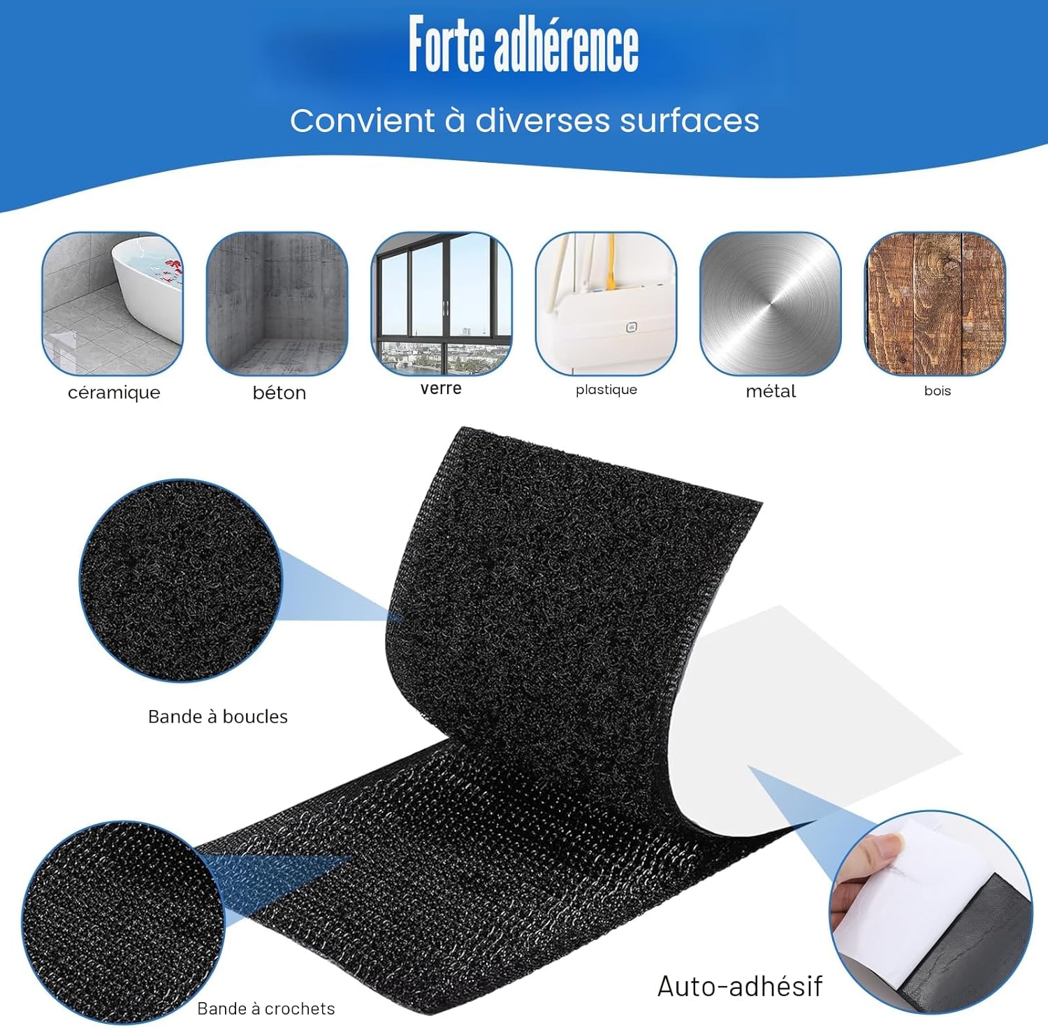 14 bandes de fixation scratch autocollantes double face 164 dhs